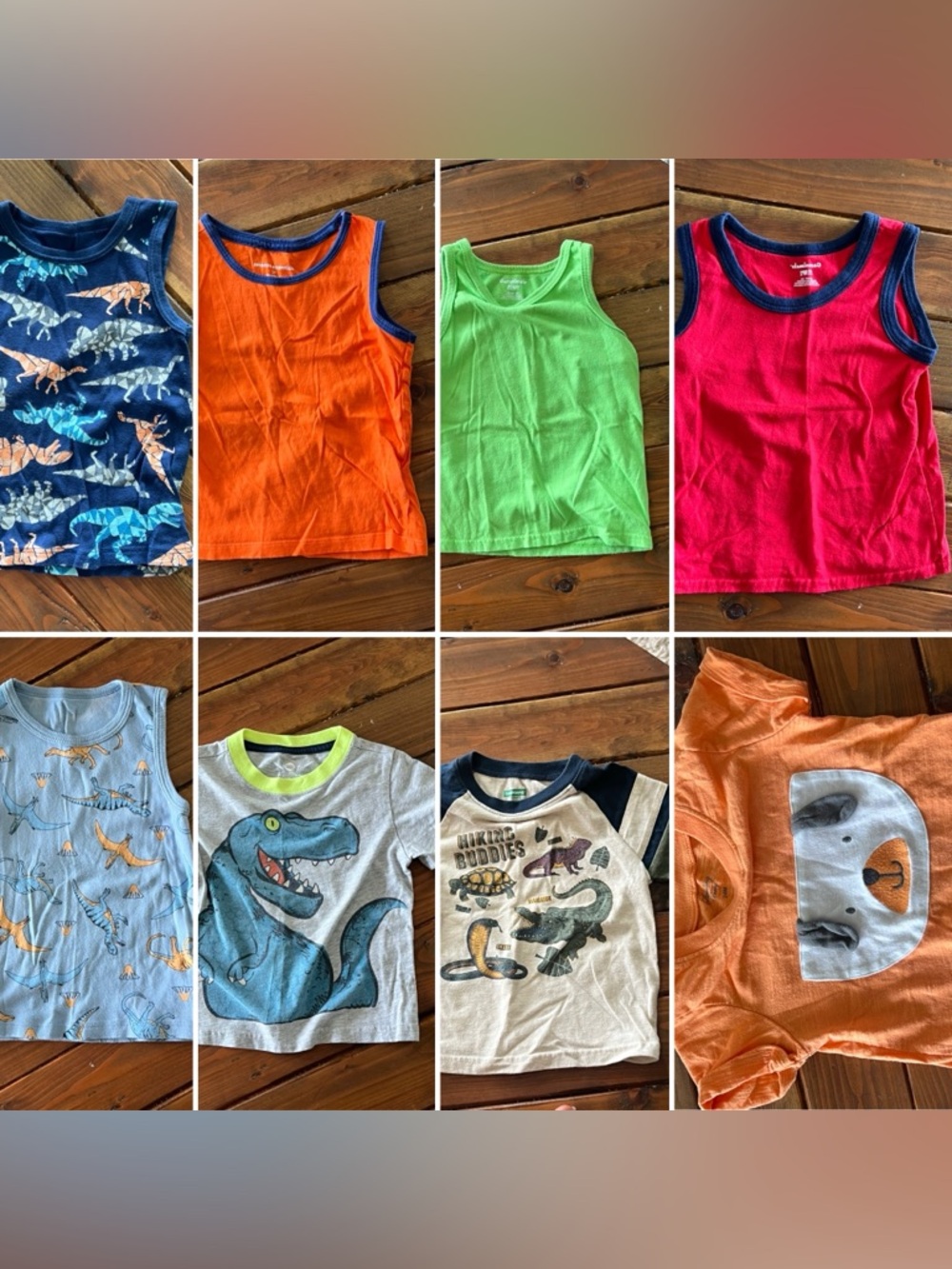 Bundle of 8 2t tops: 5 toddler boy tank tops and 3 shirts
